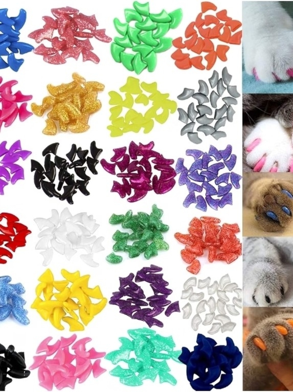 Cat Nail Caps - Colorful Soft Protective Covers for Cats (Multiple Colors)